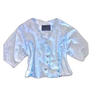 Vintage 80s Jordache Acid Wash Denim Button Up Shirt Boxy Crop L